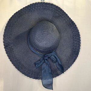 Blue Sun Hat With Bow Beach Pool